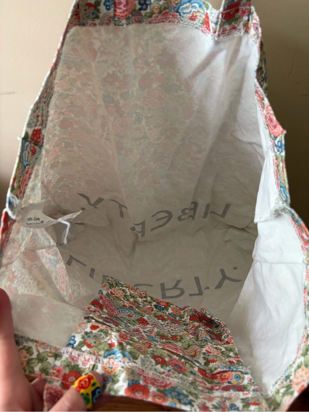 Liberty London Floral Cotton Tote - Picture 2 of 2